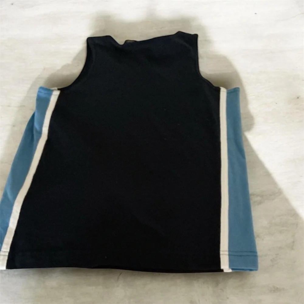 Athletech Navy Tank Top with Light Blue Panels and White Trim